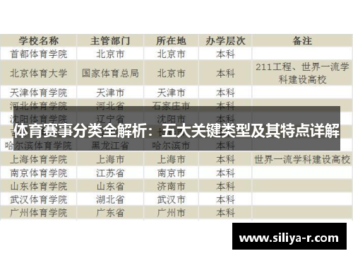 体育赛事分类全解析：五大关键类型及其特点详解